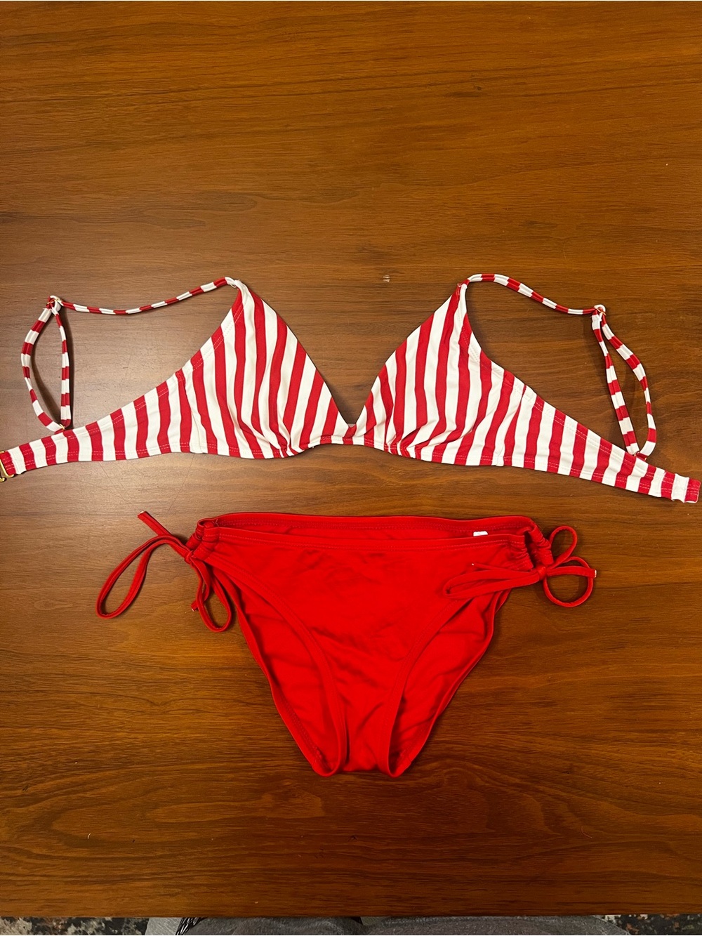 Shade & Shore Red Bikini Set - Triangle Top with Tie-Side Bottoms